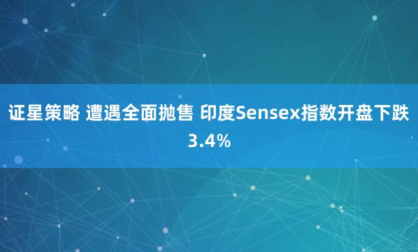 证星策略 遭遇全面抛售 印度Sensex指数开盘下跌3.4%